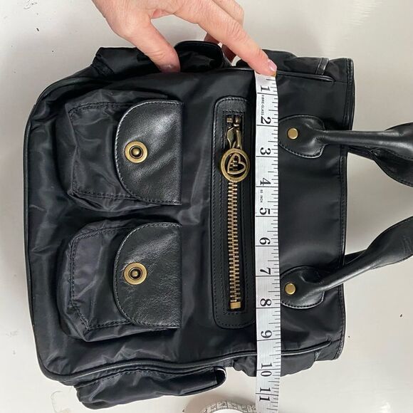 Moschino Black Nylon Handbag Leather Detailing VINTAGE Designer Luxury Italy - Picture 13 of 16